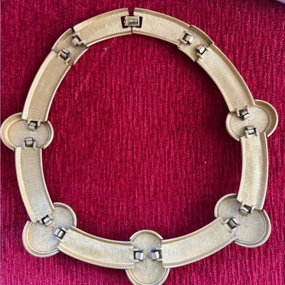 Monet Satin Gold Vintage Necklace Cabochons Necklace with Multicolor Gemstones - Picture 7 of 8